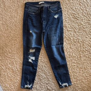 Flying Monkey Dark Blue Distressed Skinny Jeans